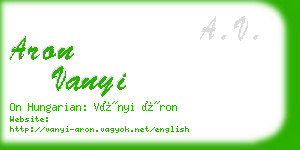 aron vanyi business card